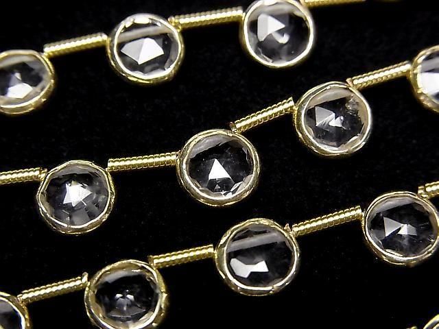 [Video]Crystal Bezel Setting Faceted Coin half or 1strand beads (aprx.7inch/18cm)