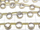 [Video]Crystal Bezel Setting Faceted Coin half or 1strand beads (aprx.7inch/18cm)