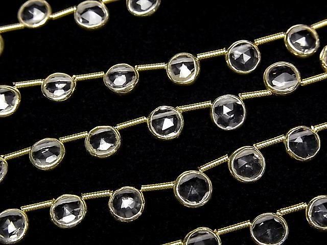 [Video]Crystal Bezel Setting Faceted Coin half or 1strand beads (aprx.7inch/18cm)