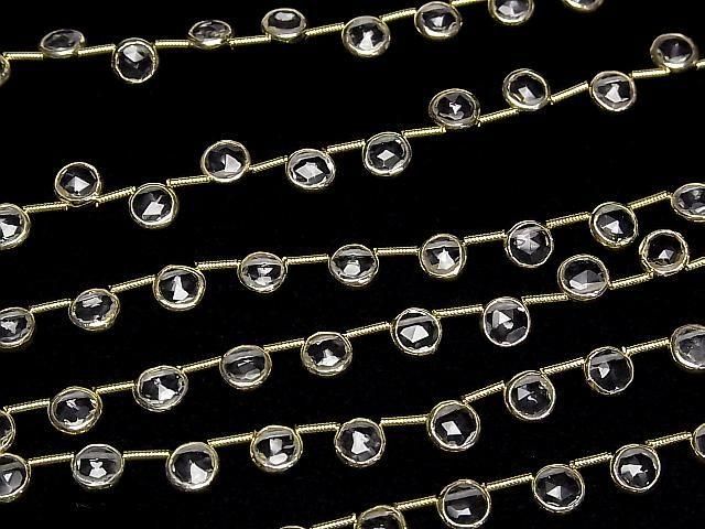 [Video]Crystal Bezel Setting Faceted Coin half or 1strand beads (aprx.7inch/18cm)