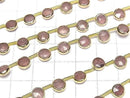[Video] Pink Epidote Bezel Setting Faceted Coin half or 1strand beads (aprx.7inch/18cm)