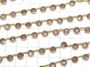 [Video] Pink Epidote Bezel Setting Faceted Coin half or 1strand beads (aprx.7inch/18cm)