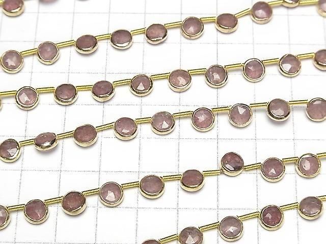 [Video] Pink Epidote Bezel Setting Faceted Coin half or 1strand beads (aprx.7inch/18cm)