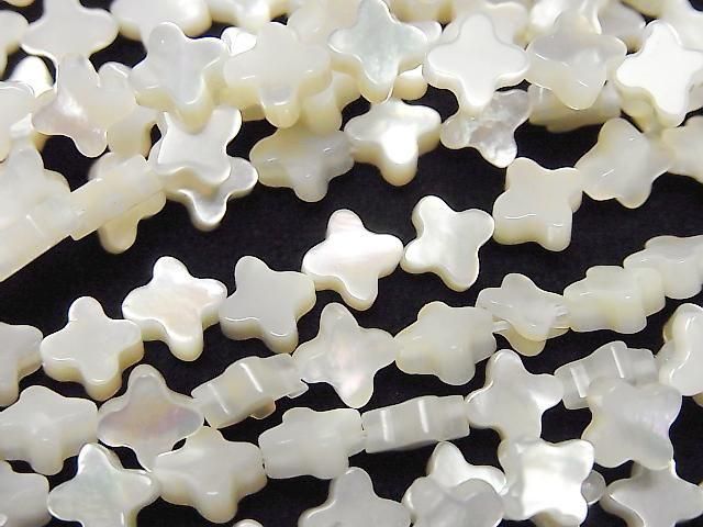 [Video] High Quality White Shell (Silver-lip Oyster) AAA Flower Motif 6x6mm Half or 1strand Beads (approx. 15 inches/36 cm)