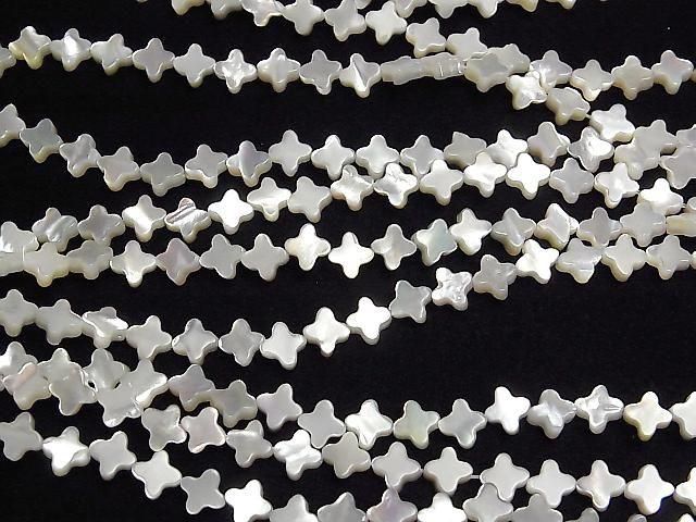[Video] High Quality White Shell (Silver-lip Oyster) AAA Flower Motif 6x6mm Half or 1strand Beads (approx. 15 inches/36 cm)