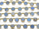 [Video]Druzy Agate Bezel Setting Coin 7x7mm Blue half or 1strand beads (aprx.7inch/18cm)