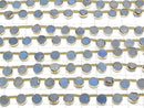 [Video]Druzy Agate Bezel Setting Coin 7x7mm Blue half or 1strand beads (aprx.7inch/18cm)