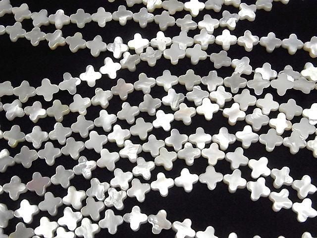 [Video] High Quality White Shell (Silver-lip Oyster) AAA Flower Motif 8x8mm Half or 1strand Beads (approx. 15 inches/36 cm)