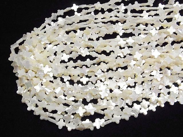 [Video] High Quality White Shell (Silver-lip Oyster) AAA Flower Motif 8x8mm Half or 1strand Beads (approx. 15 inches/36 cm)