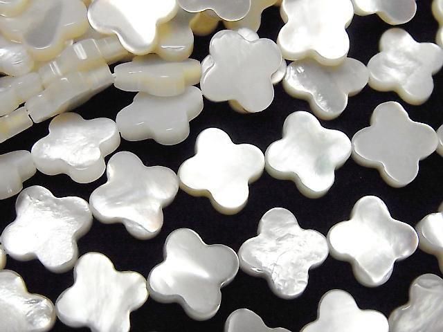 [Video] High Quality White Shell (Silver-lip Oyster) AAA Flower Motif 10x10mm Half or 1strand Beads (approx. 15 inches/36 cm)