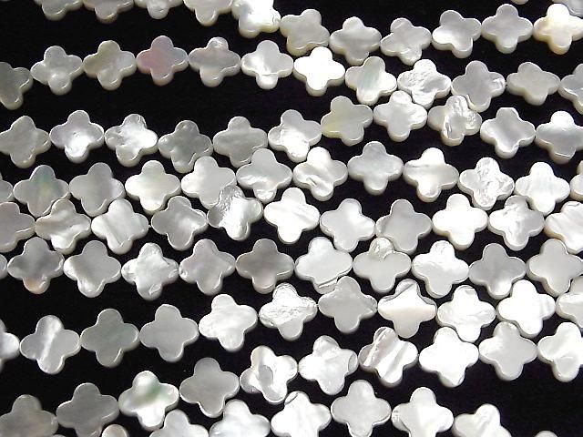[Video] High Quality White Shell (Silver-lip Oyster) AAA Flower Motif 10x10mm Half or 1strand Beads (approx. 15 inches/36 cm)