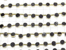 [Video]Druzy Agate Bezel Setting Coin 7x7mm Black half or 1strand beads (aprx.7inch/18cm)