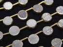 [Video]Druzy Agate Bezel Setting Coin 7x7mm half or 1strand beads (aprx.7inch/18cm)