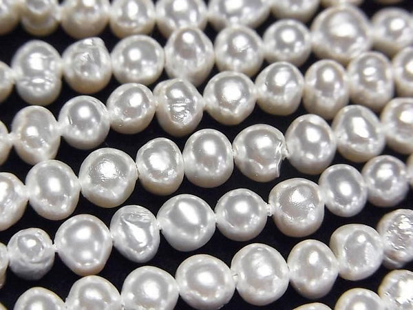 [Video] Fresh Water Pearl AA White Potato 5-6mm Pearl Coating 1strand beads (aprx.15inch/38cm)