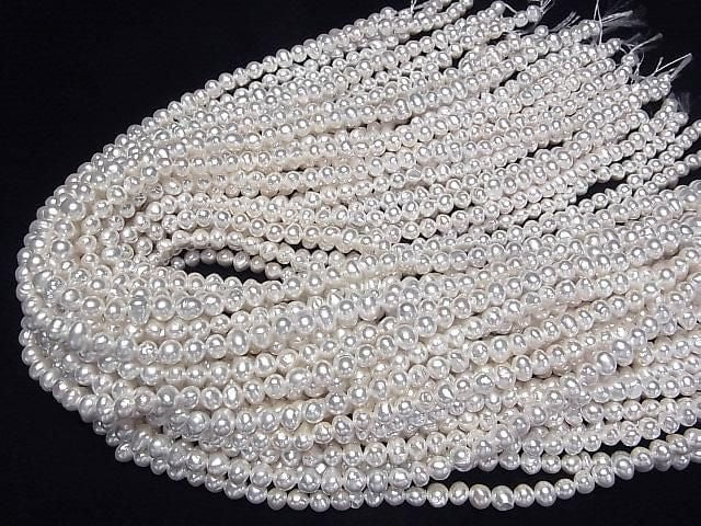 [Video] Fresh Water Pearl AA White Potato 5-6mm Pearl Coating 1strand beads (aprx.15inch/38cm)