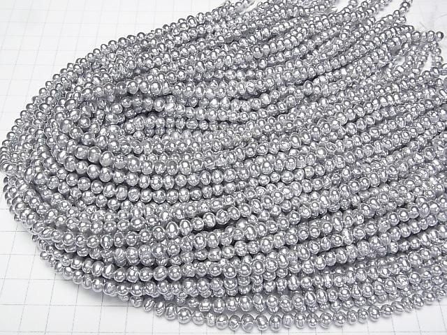 [Video] Fresh Water Pearl AA Silver Potato 5-6mm Pearl Coating 1strand beads (aprx.15inch/38cm)