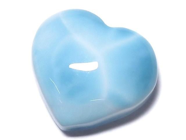 [Video][One of a kind] High quality Larimar Pectolite AAA Heart [Half Drilled Hole] 1pc NO.40