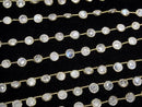 [Video]Rainbow Moonstone Bezel Setting Faceted Coin half or 1strand beads (aprx.6inch/16cm)