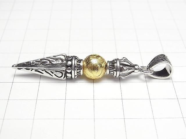 [Video] Meteorite (Altai Meteorite) Phurpa Pendant 56x10mm Yellow Gold 1pc