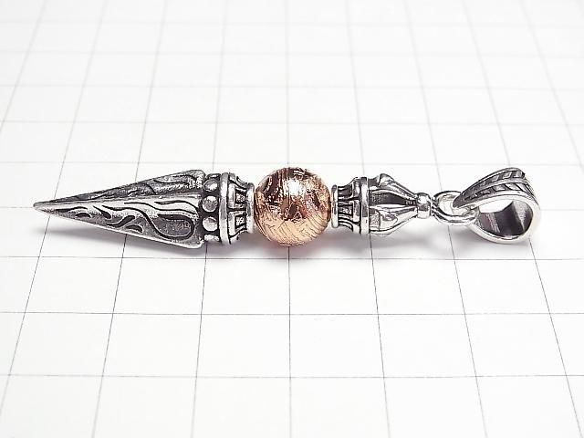 [Video] Meteorite (Altai Meteorite) Phurpa Pendant 56x10mm Pink Gold 1pc