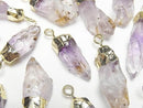 [Video] Cacoxenite in Amethyst AA++ Rough Rock Charm Gold color 2pcs