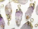 [Video] Cacoxenite in Amethyst AA++ Rough Rock Charm Gold color 2pcs