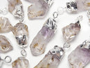 [Video] Cacoxenite in Amethyst AA++ Rough Rock Charm Silver color 2pcs