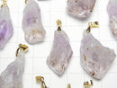 [Video] Cacoxenite in Amethyst AA++ Rough Rock Pendant 18KGP 2pcs