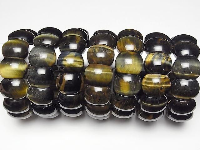 [Video] Mix Tiger's Eye AAA- 2-Hole Oval 20x16x8.5mm 1strand (Bangle Bracelet)