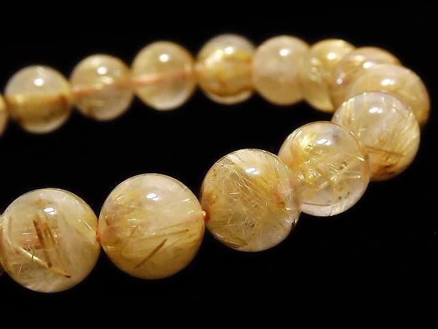 [Video][One of a kind] Rutilated Quartz AA+ Round 9.5mm Bracelet NO.427