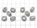 Available in 4 colors! Metal parts Oval Rondelle 12.5x10.5x7.5mm (with CZ) Silver color 2pcs