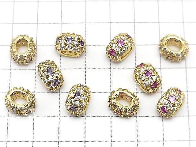 Available in 4 colors! Metal parts Oval Roundel 12.5x10.5x7.5mm (with CZ) Gold color 2pcs