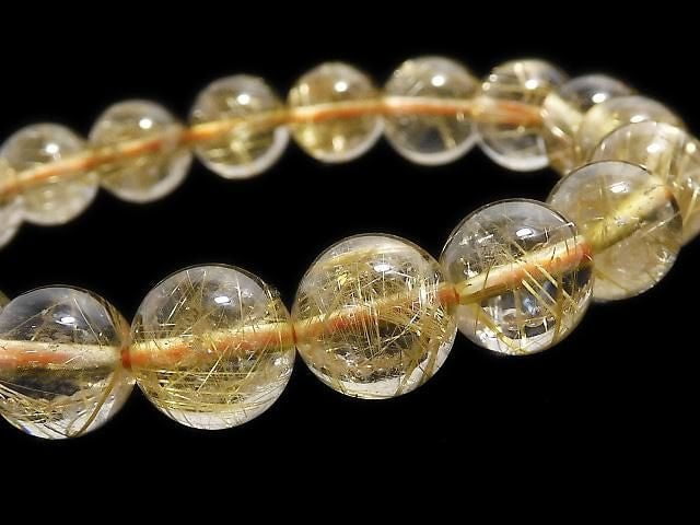 [Video][One of a kind] Rutilated Quartz AAA Round 10mm Bracelet NO.102