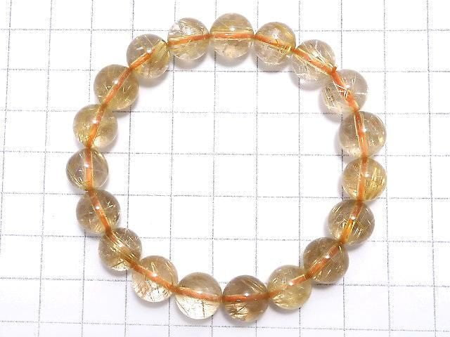 [Video][One of a kind] Rutilated Quartz AAA Round 10mm Bracelet NO.102