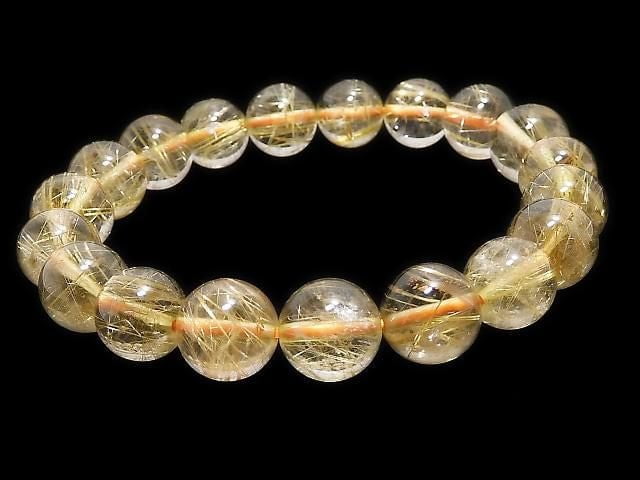 [Video][One of a kind] Rutilated Quartz AAA Round 10mm Bracelet NO.102