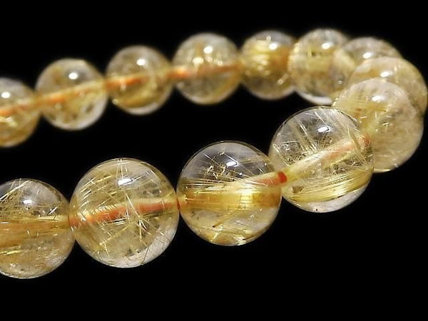 [Video][One of a kind] Rutilated Quartz AAA Round 10mm Bracelet NO.103