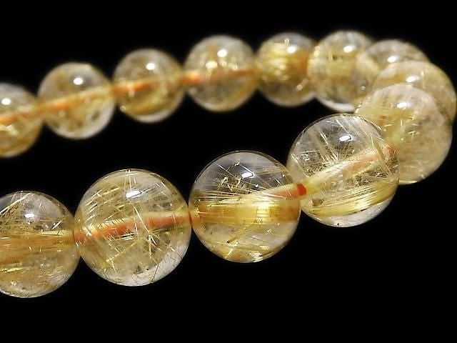 [Video][One of a kind] Rutilated Quartz AAA Round 10mm Bracelet NO.103