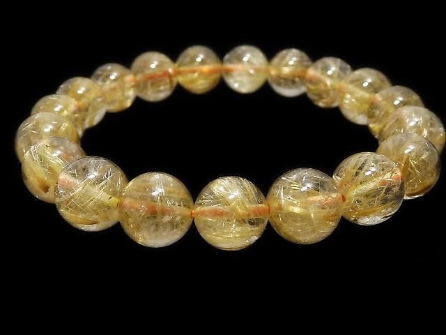 [Video][One of a kind] Rutilated Quartz AAA Round 10mm Bracelet NO.103