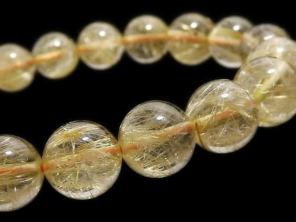 [Video][One of a kind] Rutilated Quartz AAA Round 10mm Bracelet NO.104