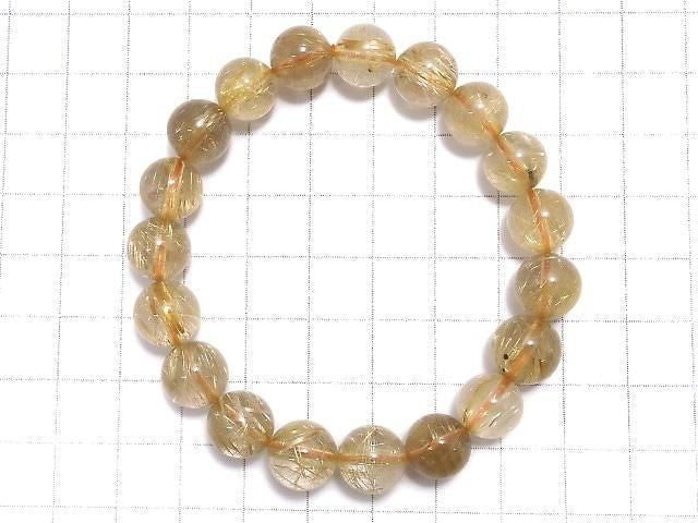 [Video][One of a kind] Rutilated Quartz AAA Round 10mm Bracelet NO.104