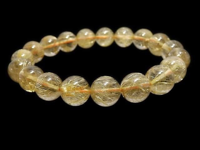 [Video][One of a kind] Rutilated Quartz AAA Round 10mm Bracelet NO.104