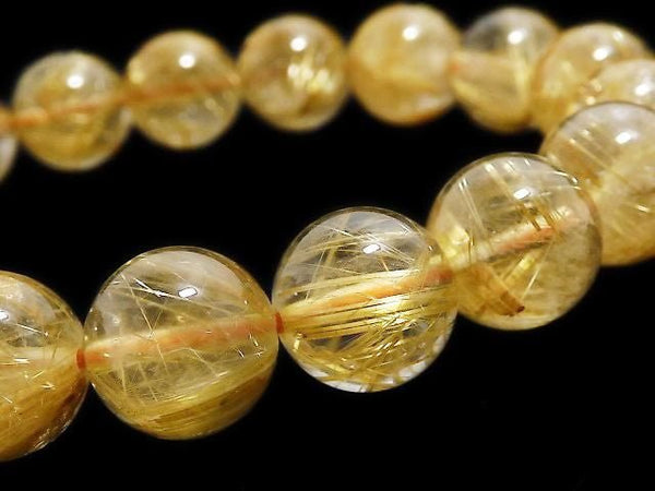 [Video][One of a kind] Rutilated Quartz AAA Round 11mm Bracelet NO.106