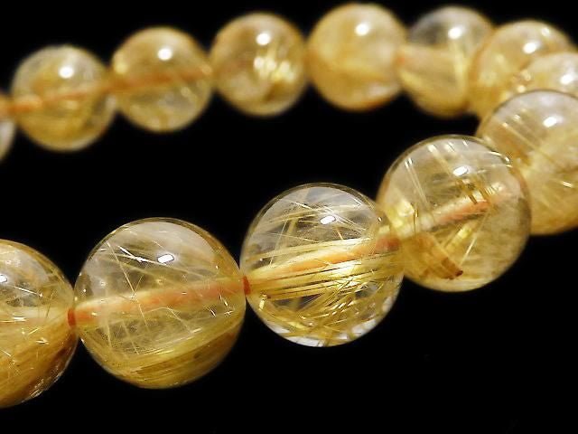 [Video][One of a kind] Rutilated Quartz AAA Round 11mm Bracelet NO.106