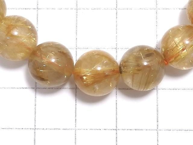 [Video][One of a kind] Rutilated Quartz AAA Round 11mm Bracelet NO.106