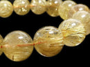 [Video][One of a kind] Rutilated Quartz AAA Round 14mm Bracelet NO.109