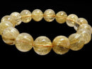 [Video][One of a kind] Rutilated Quartz AAA Round 14mm Bracelet NO.109