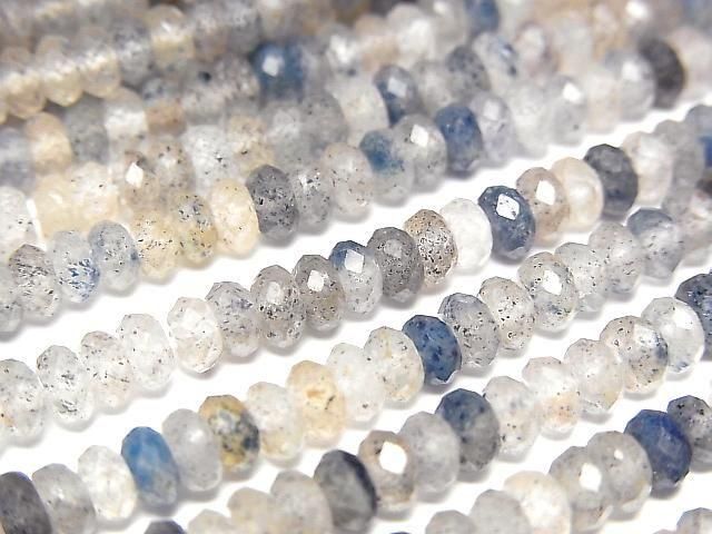 [Video]High Quality! Lazurite in Quartz Faceted Button Rondelle 4x4x2mm 1strand beads (aprx.15inch/37cm)