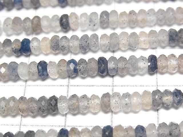 [Video]High Quality! Lazurite in Quartz Faceted Button Rondelle 4x4x2mm 1strand beads (aprx.15inch/37cm)