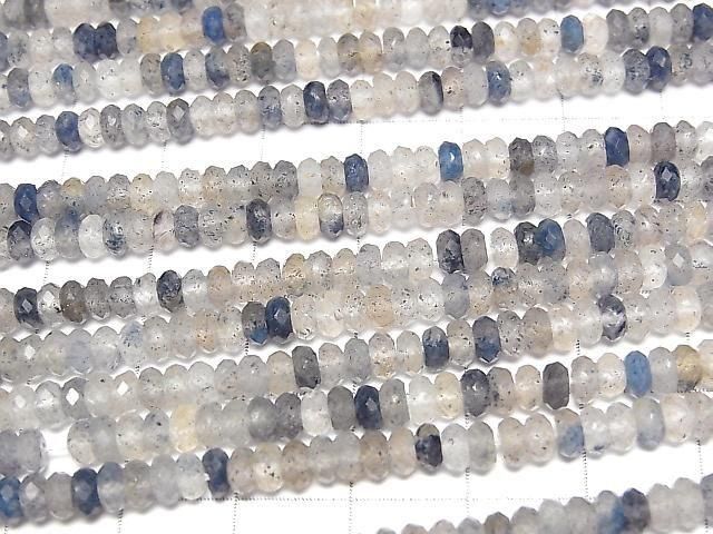 [Video]High Quality! Lazurite in Quartz Faceted Button Rondelle 4x4x2mm 1strand beads (aprx.15inch/37cm)