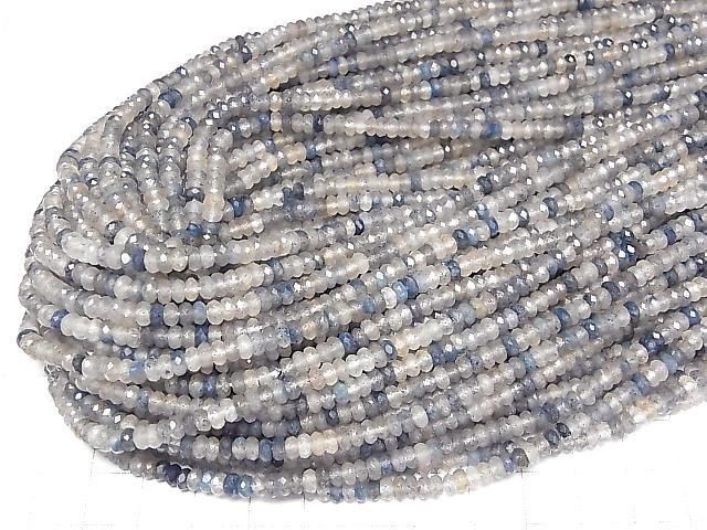 [Video]High Quality! Lazurite in Quartz Faceted Button Rondelle 4x4x2mm 1strand beads (aprx.15inch/37cm)